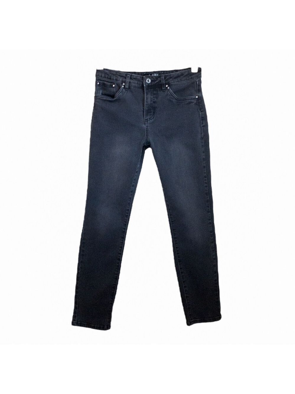 Joseph Ribkoff High Rise Black Faded Stretch Denim Jeans Cropped Womens Size 8 - Picture 5 of 13